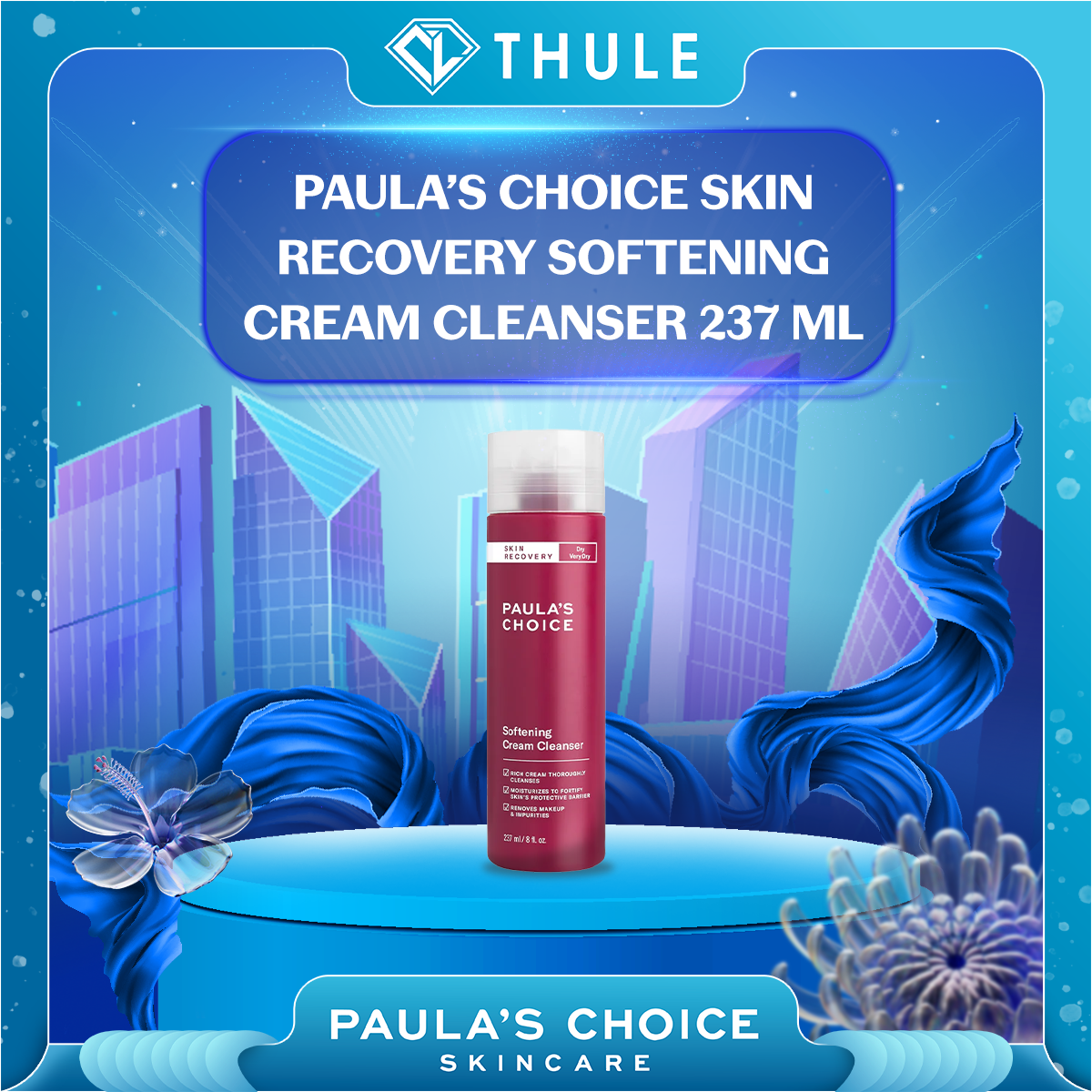Kem Rửa Mặt Làm Dịu, Giúp Da Mềm Mịn Paula’s Choice Skin Recovery Softening Cream Cleanser 237 ml